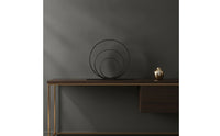 Tabletop Ornament with Concentric Rings Modern Metal Circle Sculpture on Base Decorative Geometric Table Ornament for Entryway