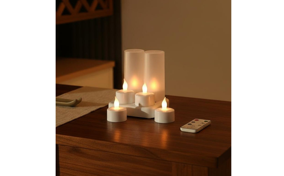 Realistic Effect Rechargeable LED Candle Set Warm Radiance Wireless Controller Control Flameless Candles Long-Lasting Rechargeable Flameless Candles Timer Function for Christmas
