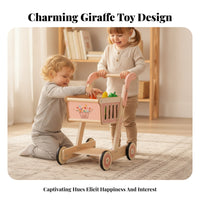Wooden Push Push Cart Wooden Shopping Cart Slotted Panels Rounded Edges