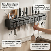 Cabinet and Chopstick Holder for Wall Mounted or Countertop Use, Space Aluminum Kitchen Utensil Organizer for Home Cook