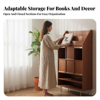 Mid-Centuryera Modern design Magazine Rack Cabinet Vintage Aesthetic Storage Furniture Space-Saving Sideboard adaptable Use for Apartment Dwellers, Interior Design fans, Living Room, Small Spaces, Home Office, Entryway