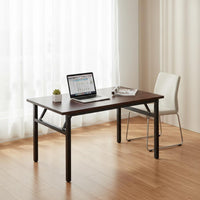 Compact Footprint Foldable Desk Long-Lasting Thickened Desktop Folding Computer Desk Sturdy Metal Frame Portable Dining Table Anti-Scratch Feet for Students, Small Areas