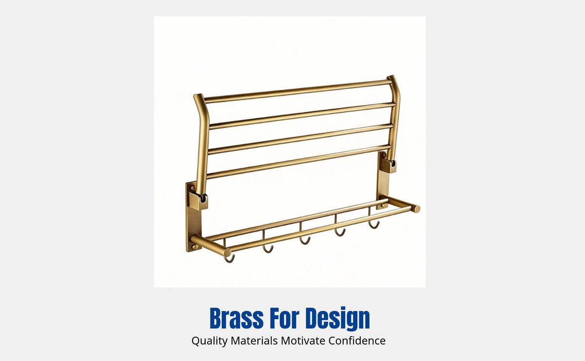 Brass Towel Rack Set, Vintage Twisted Design, Bathroom Storage Shelf, Luxury Bathroom Accessories