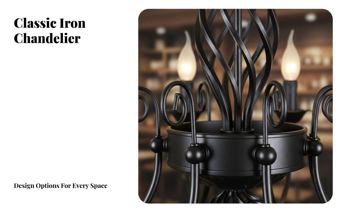 Simple Design Wrought Iron Chandelier Easy Installation Candle Design Chandelier Adjustable Height American Design Hanging Light Lamp Resistant for Business Owners, Homeowners, Interior Designers, Dining Room, Restaurant, Bedroom, Coffee Shop
