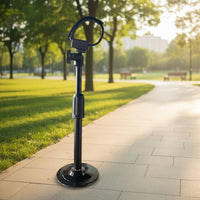 Looped Strap Electric Wind Instrument Stand Metal Telescopic Support Stand Black Finish Aerophone Holder Circular Base for Practice, Performance
