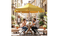 Freestanding Patio Umbrella with Wood-Grain Pole Octagonal Outdoor Umbrella with Valance for Resorts, Poolside, Garden, Terrace