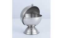 Silver-Toned Stainless Steel Storage Jar Round Jar with Flip-Top Lid Sturdy Spherical Storage Container Modern for Countertop
