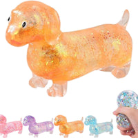 Soft Glitter Dachshund Squeeze Toy Glossy Finish Dachshund Squishy TPR Glitter-Filled Squeeze Toy Slow Rebound
