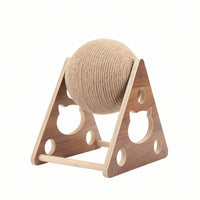 Rope-Wrapped Cat Scratching Ball Triangular Scratcher with Wooden Frame Sturdy Cat Scratcher Toy Interactive for Cats, Kittens, Living Room, Apartment
