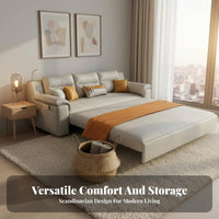 Foldable Design Pull-extendable Sleeper Sofa Space-Saving 2-Seater Fold-extendable Futon Nordic aesthetic transformable Couch Multi-Functional for Apartment Dwellers, Students, homeowners, Small areas, Living Room, Home Office, Lounge