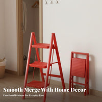 Foldable Design Folding Step Ladder Space Saving Triangular Frame Ladder Wide Pedals Multi-Step Climbing Stool Sturdy Construction for Homeowners, Seniors, DIY Enthusiasts, Indoor, Kitchen, Garage, Library