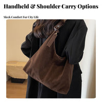 Suede Tote Bag Versatility Slouchy Suede Tote Lightweight Slouchy Shoulder Bag for Moms, Shopping, Travel, School