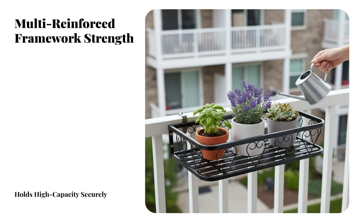 Widened Shelf 2-Tier Hanging Railing Planter Rust-Resistant Flower Pot Holder Space-Saving Plant Stand Adjustable fasteners for Gardeners, Apartment Dwellers, Homeowners, Balcony, Windowsill, Garden, Patio