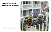 Widened Shelf 2-Tier Hanging Railing Planter Rust-Resistant Flower Pot Holder Space-Saving Plant Stand Adjustable fasteners for Gardeners, Apartment Dwellers, Homeowners, Balcony, Windowsill, Garden, Patio