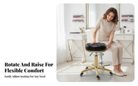 Adjustable Height Upholstered Vanity Stool Quiet Rolling Casters Upholstered Low-Back Task Seat Sturdy 5-Star Base Swivel Chair High-Rebound Foam for Makeup Enthusiasts, Home Office Workers, Beauty Salon, Barbershop, Medical Office, Dressing Room