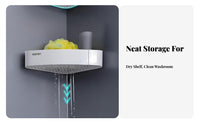 Easy to Install No Drill Storage Rack Space Saving Corner Shelf Waterproof for Renters, Students, Washstand, Kitchen