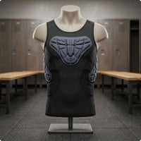 Segmented Padding 3D Protect Vest Protective Resistant Padded Protect Vest Stretchy Material Padded Compression Shirt Black for Athletes