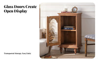 Wooden Nightstand with Glass Door centuryera Modern Design for Bedroom, Renters