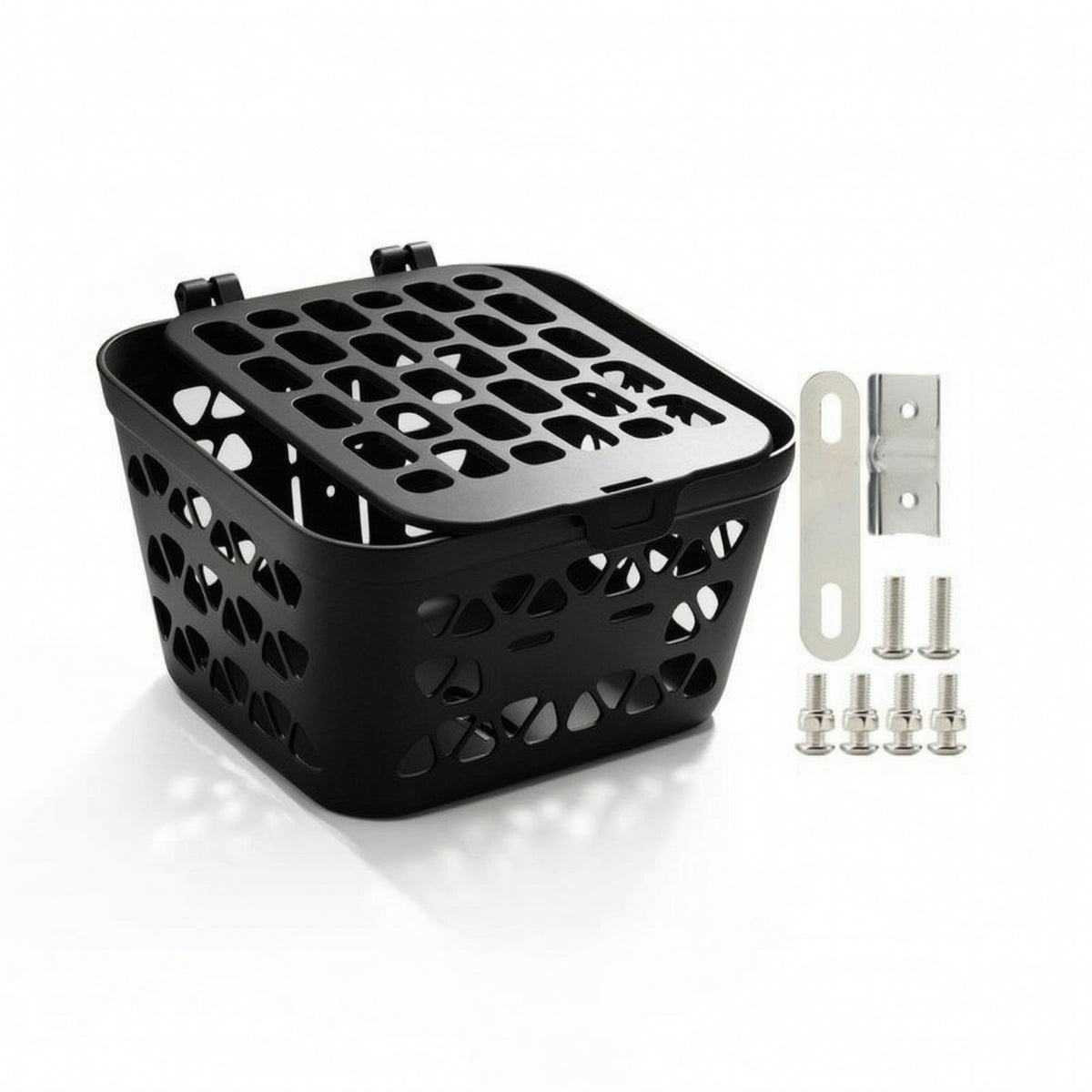 Front Bike Basket Molded Cycle Basket with Lid Long-Lasting for Commuting