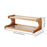 Compact Wooden Desktop Rack Ribbed Tabletop Shelf with Rounded Corners Natural Tabletop Shelf Sturdy for Coffee Station