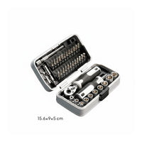 39 Pieces High Rotational Force 39-Piece Ratchet Wrench Kit CR-V Steel Ratchet Screwdriver Set Bits Hand Tools Portable for Technicians