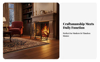 Three-Fold Design 3 Panel Fireplace Screen American Design Folding Metal Fire Screen Foldable Wrought Iron Fire Guard Freestanding for Homeowners, Interior Decorators, Pet Owners, Living Room, Indoors, Indoor