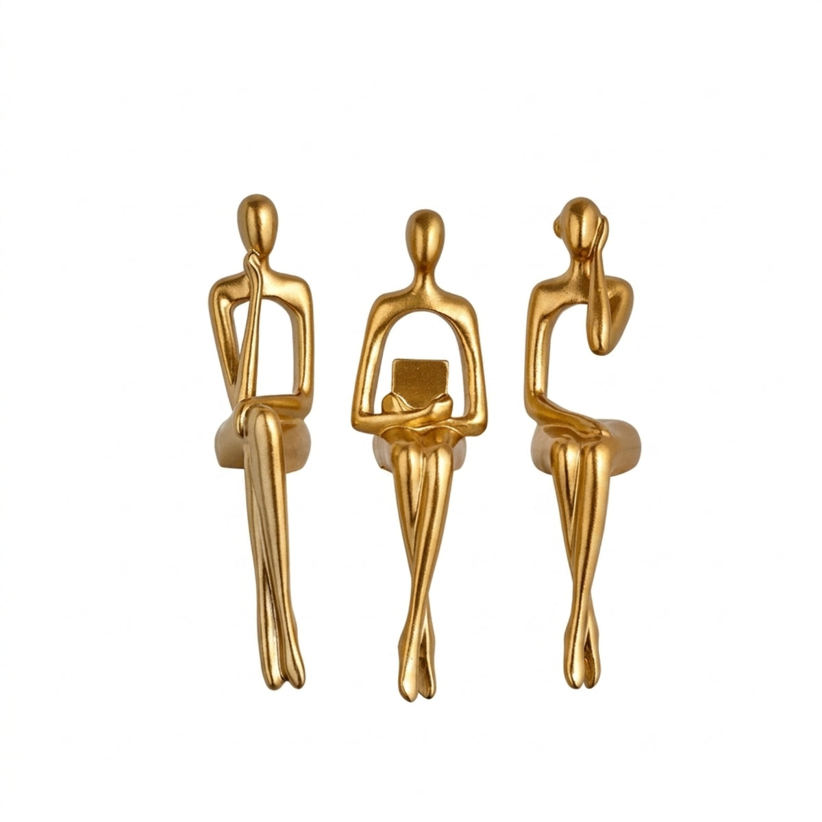3 Pieces Abstract Human Figurine Modern Statue with Set of 3 Elegant for Office