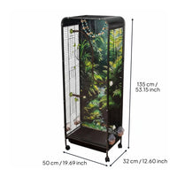 With Wheels Rolling Parrot Aviary Woodland Scenery Backdrop Large Flight Enclosure for Living Room, Indoor