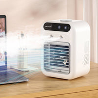 Compact Mini Air Cooler White Evaporative Air Cooler Perforated Vents Mist Fan Humidifying