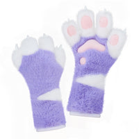 Feline Paw Gloves Soft Shaggy Paw Mitts Gloves Warm for Adults