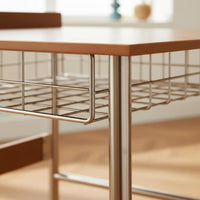 Wood Writing Desk with Metal Legs Stainless Steel Frame Retro Style Writing Desk Rustic Simplicity Aesthetic Home Furniture for Students, Bedroom