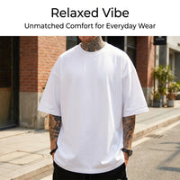 Oversized T-Shirt for Streetwear, Loose Neck Short Sleeve Casual Tee, Heavyweight Dropped Shoulder Design for Young Adults Everyday Comfort