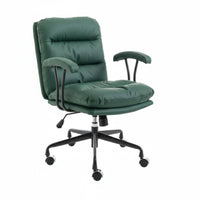 Adjustable Height Upholstered Rolling Task Chair 360-Degree Swivel Upholstered Rolling Armchair Ergonomic Design Office Furniture Padded Cushion for Students, Telecommuting Workers, Adults, Study Room, Bedroom