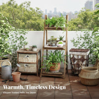 Floor-Standing Design Multi-Tier Shelving Multi-Level Vintage Aesthetic Etagere with Cabinet Complimentarystanding Plant Stand Versatile for Book Lovers, Apartment Dwellers, Homeowners, Living Room, Balcony, Home Office, Bedroom