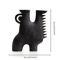 Resin Vase with Ribbed Details Matte Flower Holder Contemporary for Office Desk
