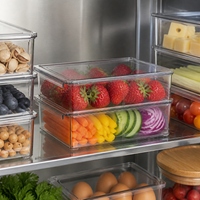 Clear Refrigerator Drawer Organizer with Lid, Stackable Food Storage Container for Kitchen Pantry