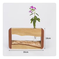 Nordic Design Glass Vase with Wood Stand Minimalist Design Hydroponic Glass Vase Planter Removable Vases Hydroponic Plant Container Great Gift Idea for Tabletop, Bookshelf
