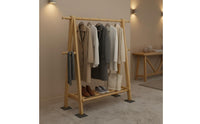 Solid Wood Wooden Garment Rack with Shelf Large Capacity Freestanding Clothes Rack Multi-Functional Clothing Organizer for Entryway