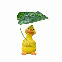 Leaf Topper Duck Garden Ornament Green Stem Resin Duck Ornament Textured Feathers Outdoor Decor Orange Beak for Courtyard, Potted Plants