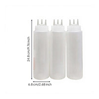 Plastic Squeeze Bottle 3-Hole Condiment Dispenser Wide Mouth