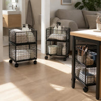 Foldable Rolling Under-Desk Bookshelf Storage Cart for Home Office and Students