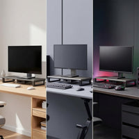 Space-Saving Monitor Stand with Drawer Stable Metal Monitor Riser Heavy-Duty Furniture Anti-Slip for Office Workers