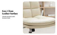 Height Adjustable Armless Rolling Chair with Ribbed Back 360-Degree Swivel Upholstered Armless Rolling Chair High-Density Cushion Vanity Stool Internationally Certified Gas Lift for Home Office Workers, Students, Adults, Study Room, Bedroom