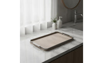 Vanity Tray with Metal boarder Leather Tray with Handles Functional Trays for Washroom Counter