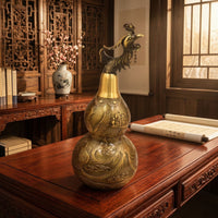 Gourd Ornament with Animal Finial Decorative Brass Gourd Traditional Figurine for Collectors