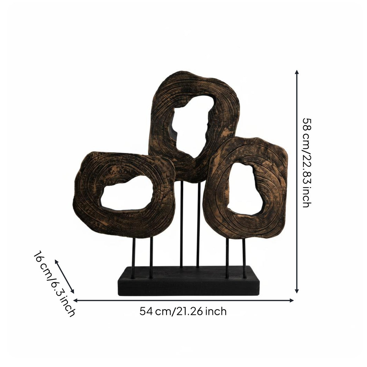 Minimalist Design Wood Grain Sculpture Artisanal Look Abstract Resin Sculpture Polished Finish Modern Tabletop Ornament for Hotel Buyers, Interior Designers, Reception Desk, Entryway, Office Lobby