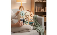 Made from Wood Wooden Busy Box Develops Fine Movement Skills Wooden Busy Board Screen-Unrestricted Fun Toddler Sensory Toy Internal Storage Space for Children, Preschoolers, Travel