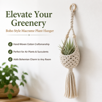 Handmade Macrame Plant Hanger, Hand-Woven Fiber Hanging Basket, Breathable Bohemian Hanging Planters for Air Plants, Indoor Outdoor Home Decor
