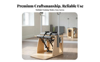 Solid Wood Frame Pilates Wunda Chair Body Shape Ing Wooden Pilates Combo Chair High-Tension Springs Fitness Equipment Adjustable Resistance for Personal Trainers, Adults, Home Gym, Physical Rehabilitation Center