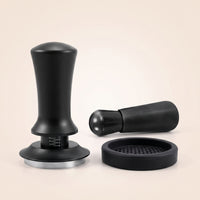 Flat Base Espresso Tamper with Mat Non-Slip Espresso Tamping Mat Silicone Coffee Tamper Pad Polished for Baristas